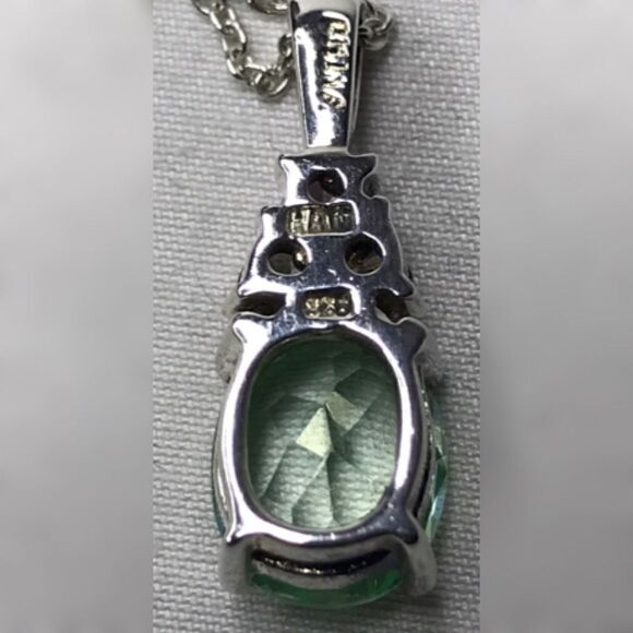 Sterling Silver Green Ice Pink CZ Ring (Size 8), 18”Necklace, Earrings Set - Picture 9 of 16